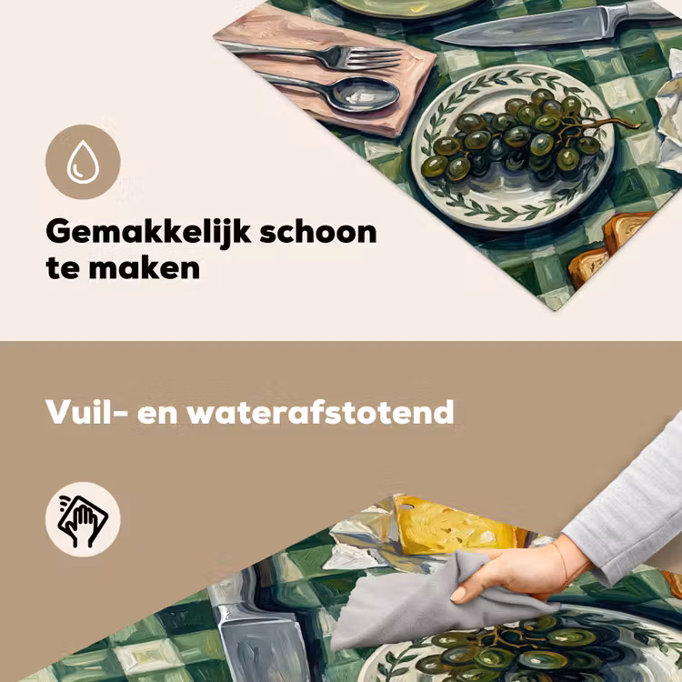 Eten - Ontbijt - Tafel - Modern - Groen Inductie beschemer met haakjes klein -ky-schoon-nl