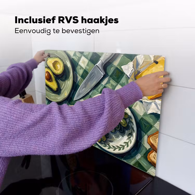 Eten - Ontbijt - Tafel - Modern - Groen Inductie beschemer met haakjes klein -ky-ophangen-nl