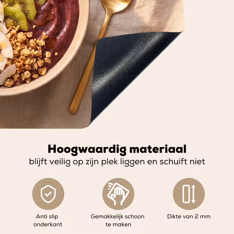 Eten - Ontbijtkom - Fruit - Gezond - Kleurrijk Inductie beschemer met haakjes klein -ky-onderkant-nl