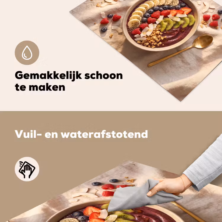 Eten - Ontbijtkom - Fruit - Gezond - Kleurrijk Inductie beschemer met haakjes klein -ky-schoon-nl