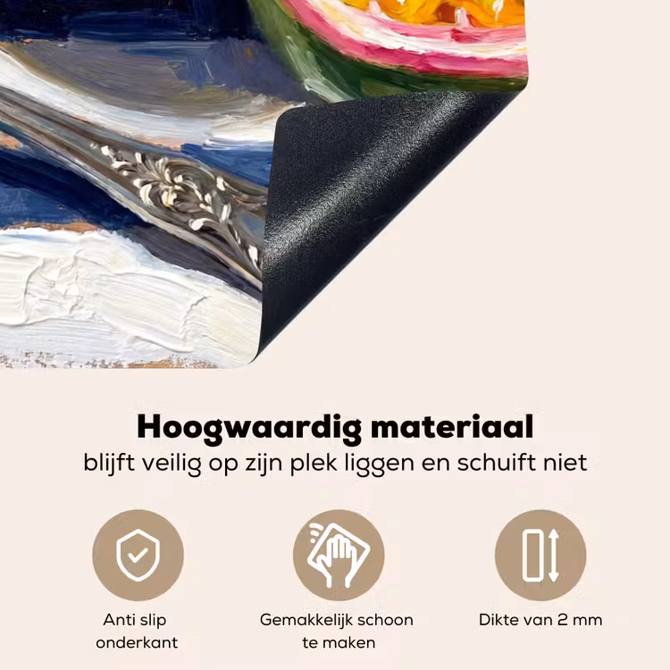 Eten - Passievrucht - Tropisch - Modern - Kleurrijk Inductie beschemer met haakjes klein -ky-onderkant-nl