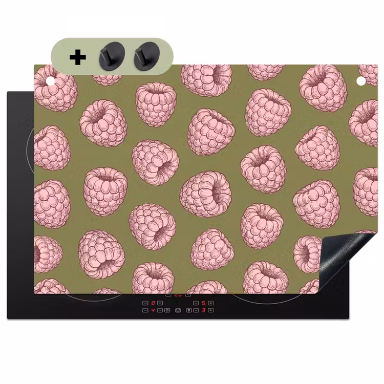 Eten - Patroon - Illustratie - Roze - Groen Inductie beschemer met haakjes klein -3d