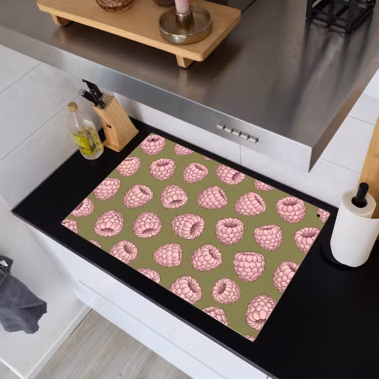 Eten - Patroon - Illustratie - Roze - Groen Inductie beschemer met haakjes klein -sfeer1