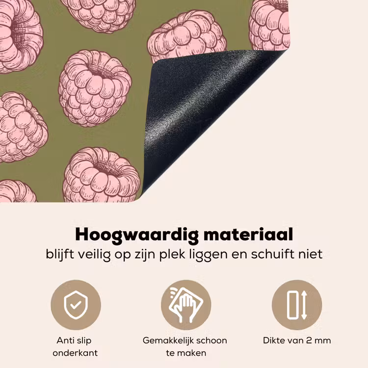 Eten - Patroon - Illustratie - Roze - Groen Inductie beschemer met haakjes klein -ky-onderkant-nl