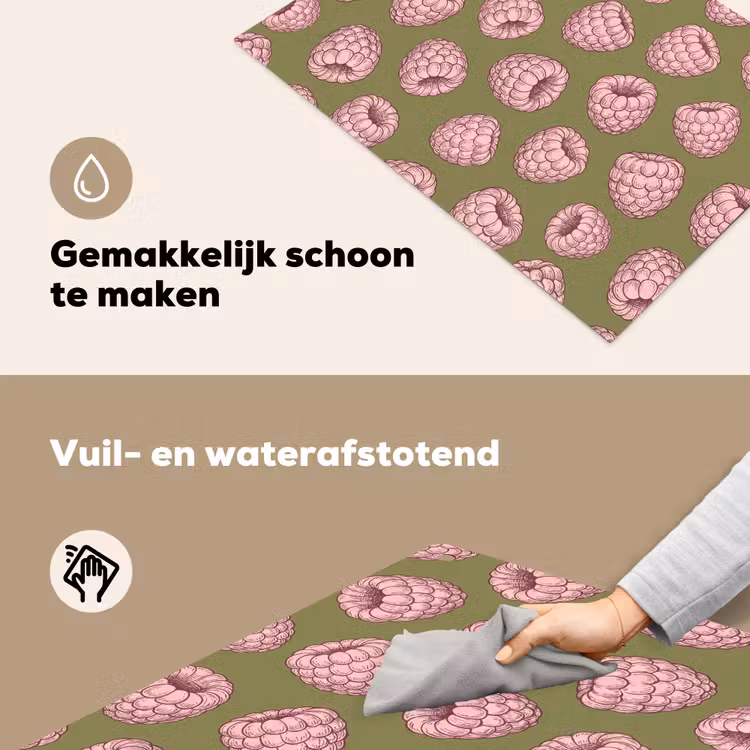 Eten - Patroon - Illustratie - Roze - Groen Inductie beschemer met haakjes klein -ky-schoon-nl