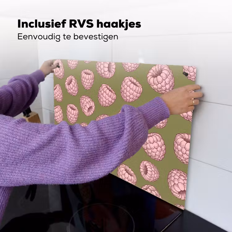 Eten - Patroon - Illustratie - Roze - Groen Inductie beschemer met haakjes klein -ky-ophangen-nl