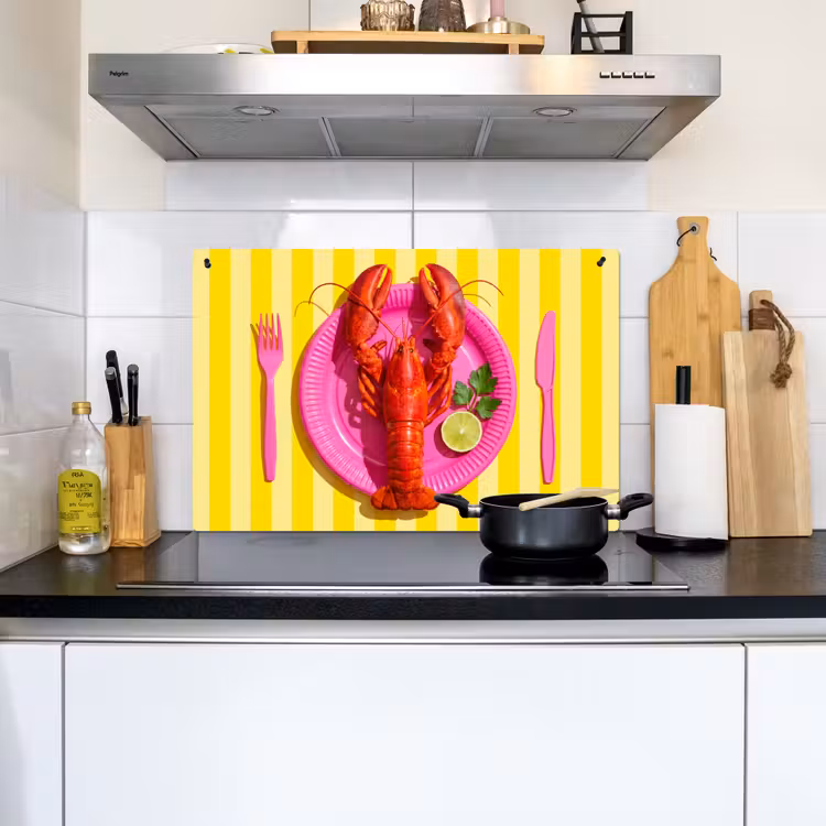 Eten - Roze - Geel - Modern - Culinaire Inductie beschemer met haakjes klein -sfeer2