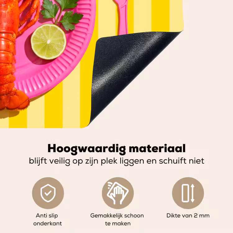 Eten - Roze - Geel - Modern - Culinaire Inductie beschemer met haakjes klein -ky-onderkant-nl