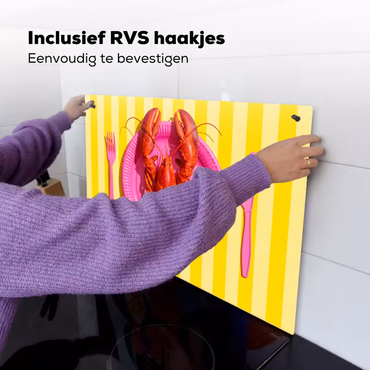 Eten - Roze - Geel - Modern - Culinaire Inductie beschemer met haakjes klein -ky-ophangen-nl