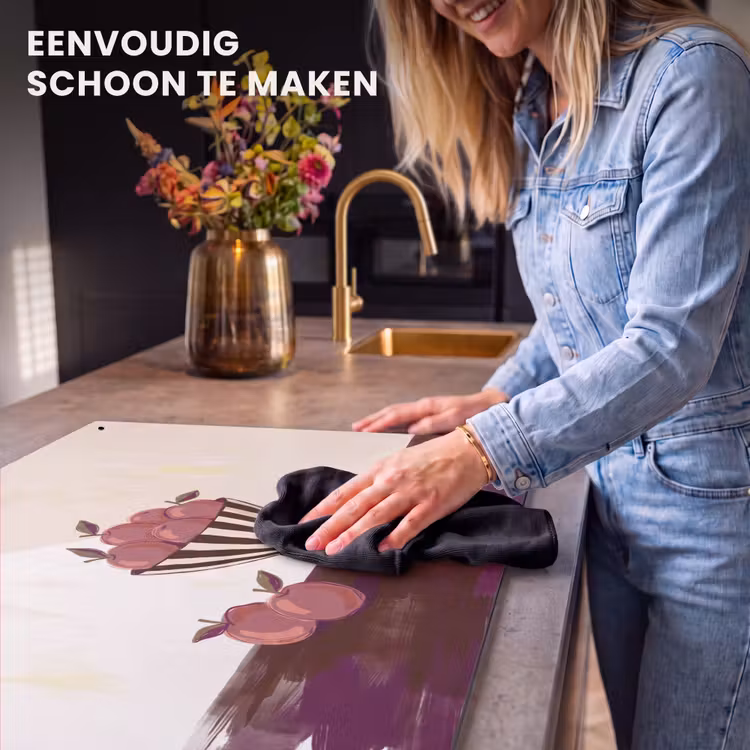 Eten - Schaal - Stilleven - Modern - Rood Inductie beschemer met haakjes klein -ky-schoon-nl