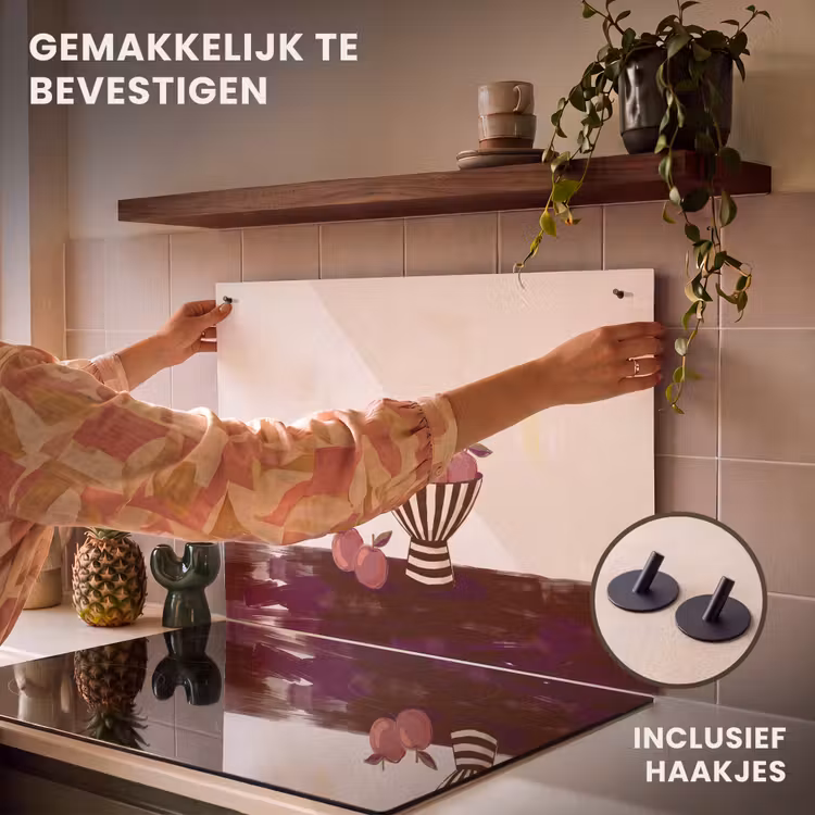 Eten - Schaal - Stilleven - Modern - Rood Inductie beschemer met haakjes klein -ky-ophangen-nl