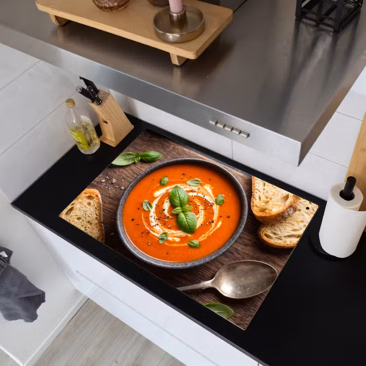 Eten - Soep - Basilicum - Rustiek - Rood Inductie beschemer met haakjes klein -sfeer1