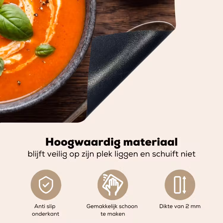 Eten - Soep - Basilicum - Rustiek - Rood Inductie beschemer met haakjes klein -ky-onderkant-nl