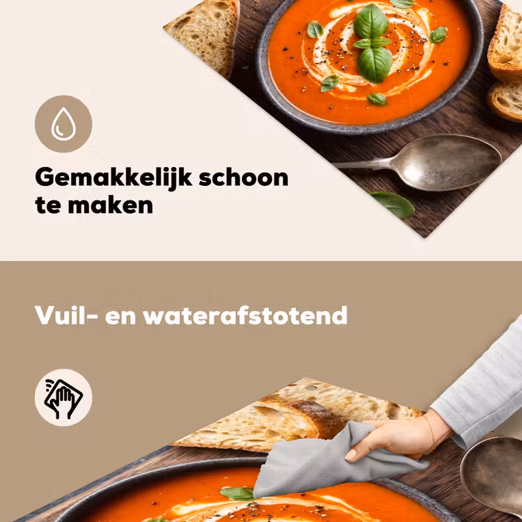 Eten - Soep - Basilicum - Rustiek - Rood Inductie beschemer met haakjes klein -ky-schoon-nl