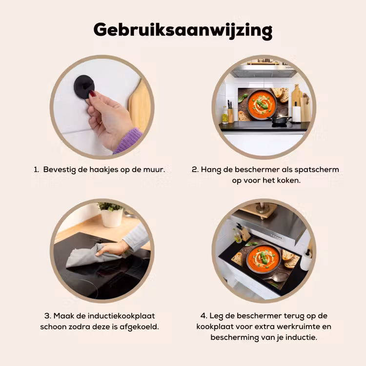 Eten - Soep - Basilicum - Rustiek - Rood Inductie beschemer met haakjes klein -ky-gebruik-nl