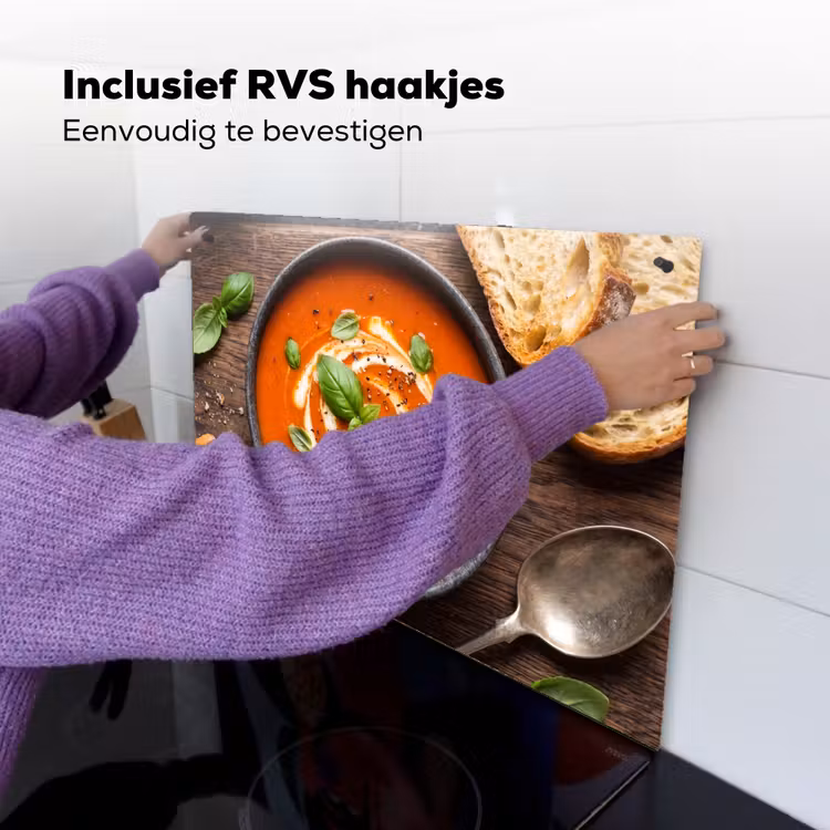 Eten - Soep - Basilicum - Rustiek - Rood Inductie beschemer met haakjes klein -ky-ophangen-nl