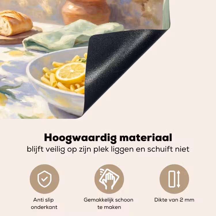 Eten - Terras - Zomer - Geschilderd - Geel Inductie beschemer met haakjes klein -ky-onderkant-nl