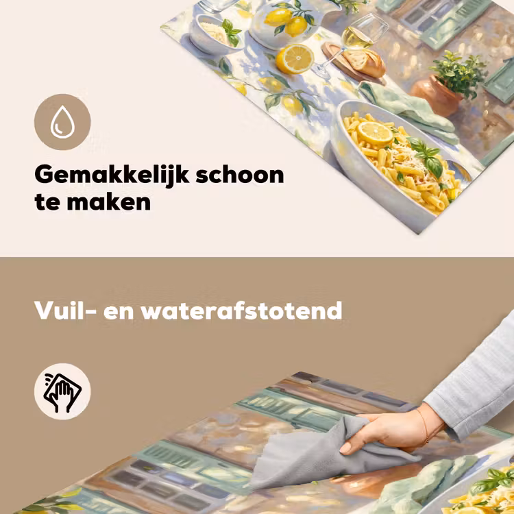 Eten - Terras - Zomer - Geschilderd - Geel Inductie beschemer met haakjes klein -ky-schoon-nl