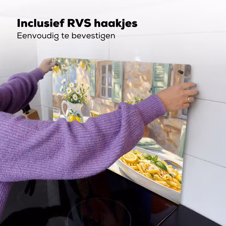 Eten - Terras - Zomer - Geschilderd - Geel Inductie beschemer met haakjes klein -ky-ophangen-nl