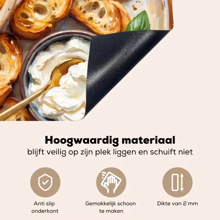 Eten - Tomaat - Brood - Kleurrijk - Keuken Inductie beschemer met haakjes klein -ky-onderkant-nl