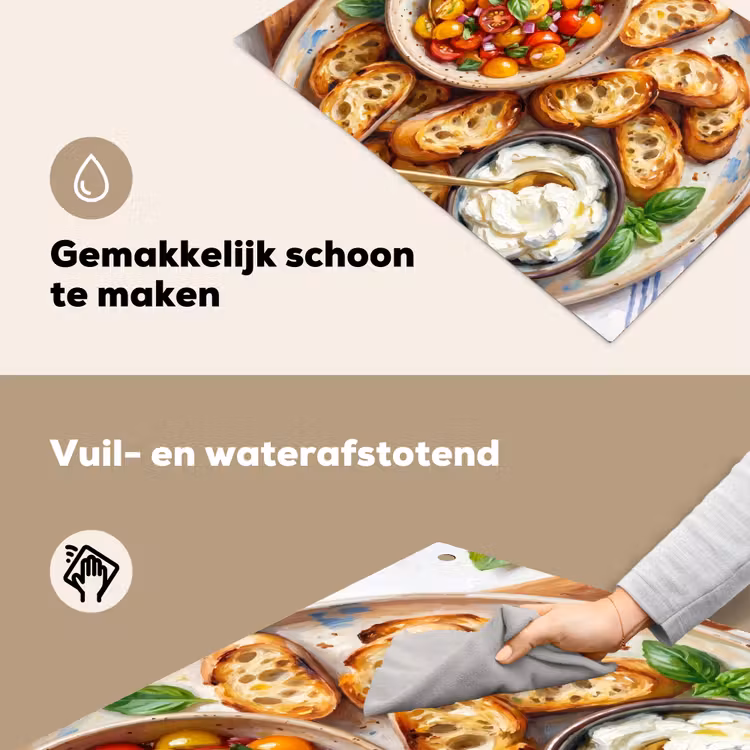 Eten - Tomaat - Brood - Kleurrijk - Keuken Inductie beschemer met haakjes klein -ky-schoon-nl