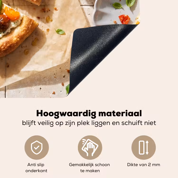 Eten - Tomaten - Basilicum - Maaltijd - Vers Inductie beschemer met haakjes klein -ky-onderkant-nl