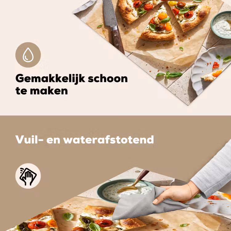 Eten - Tomaten - Basilicum - Maaltijd - Vers Inductie beschemer met haakjes klein -ky-schoon-nl