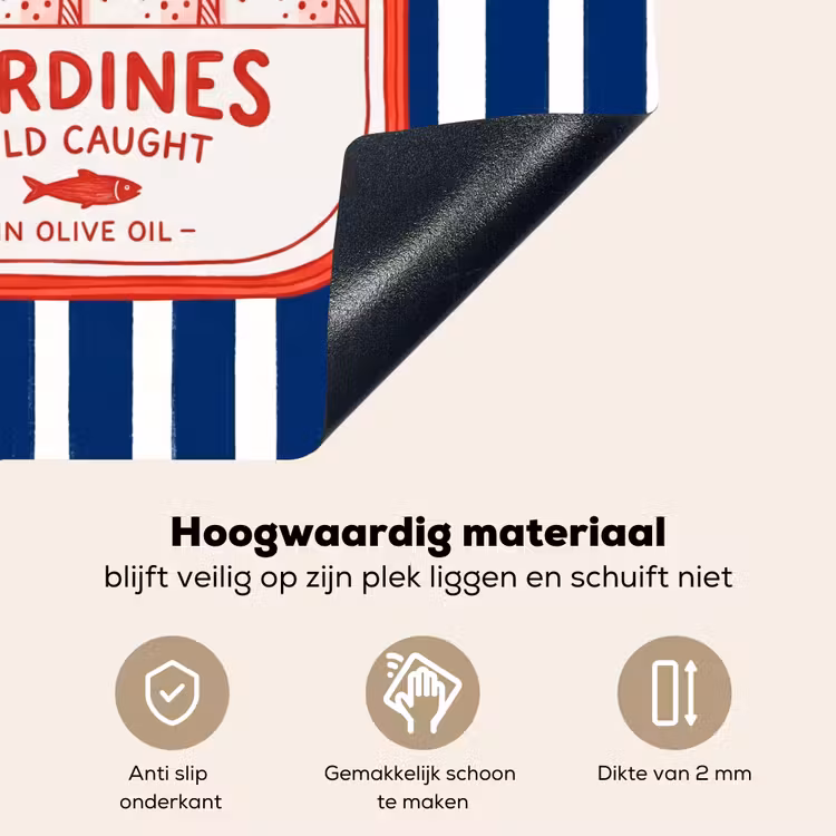 Eten - Vis - Blik - Illustratie - Rood Inductie beschemer met haakjes klein -ky-onderkant-nl