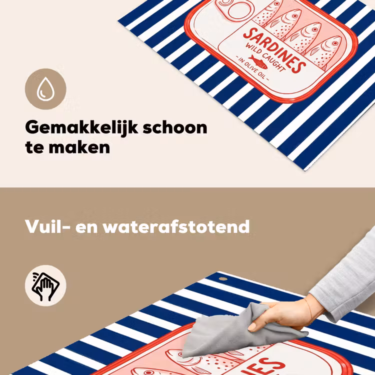 Eten - Vis - Blik - Illustratie - Rood Inductie beschemer met haakjes klein -ky-schoon-nl