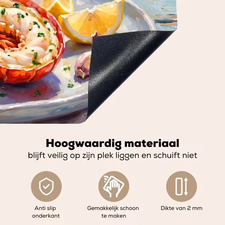 Eten - Zee - Kust - Modern - Blauw Inductie beschemer met haakjes klein -ky-onderkant-nl