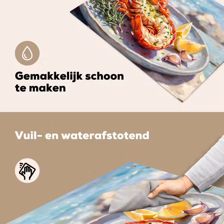 Eten - Zee - Kust - Modern - Blauw Inductie beschemer met haakjes klein -ky-schoon-nl