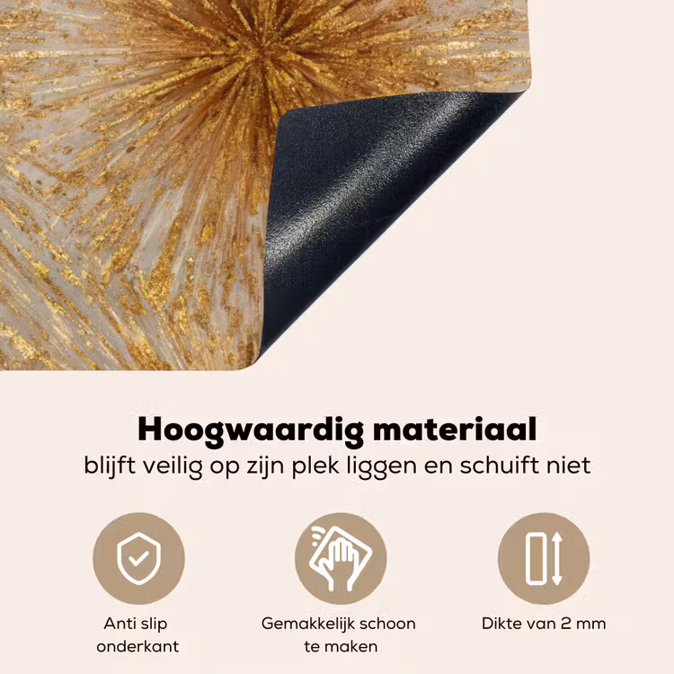 Explosie - Abstract - Goud - Wit Inductie beschemer met haakjes klein 777 -ky-onderkant-nl