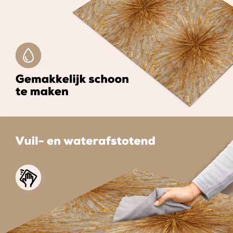 Explosie - Abstract - Goud - Wit Inductie beschemer met haakjes klein 777 -ky-schoon-nl