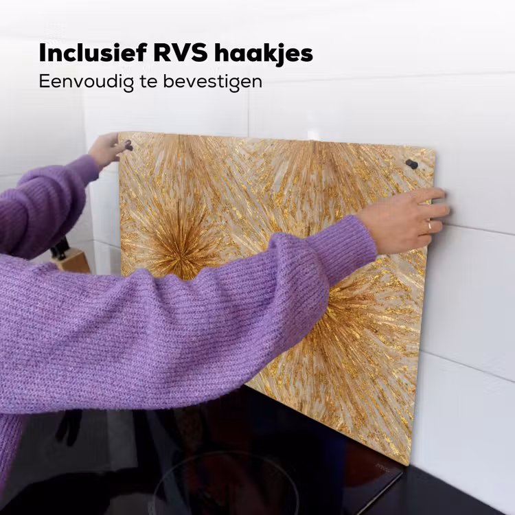 Explosie - Abstract - Goud - Wit Inductie beschemer met haakjes klein 777 -ky-ophangen-nl