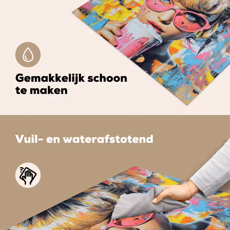 Expressief - Milkshake - Vrouw - Felle kleuren Inductie beschemer met haakjes middel -ky-schoon-nl