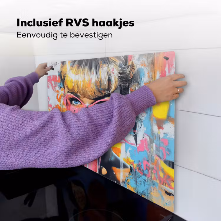 Expressief - Milkshake - Vrouw - Felle kleuren Inductie beschemer met haakjes middel -ky-ophangen-nl