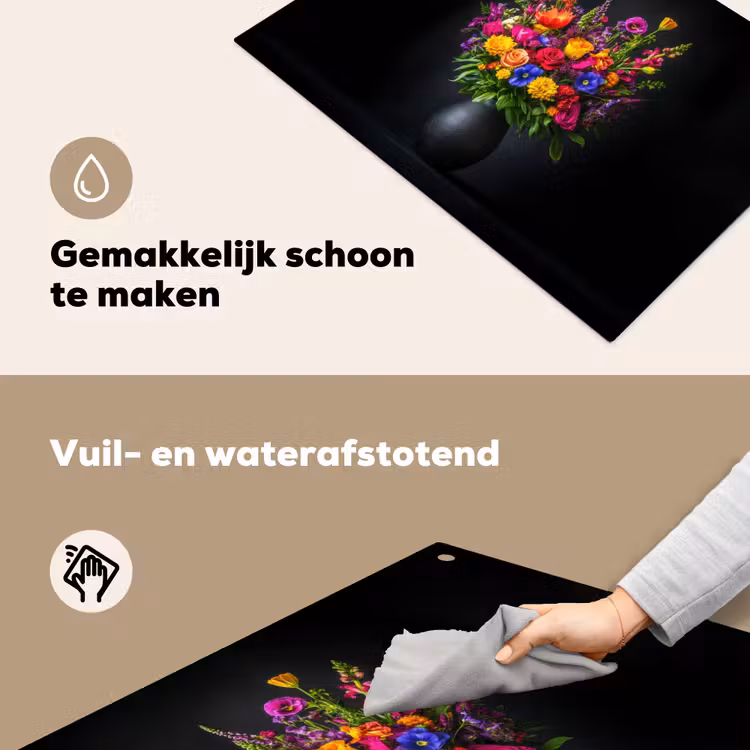 Felgekleurd - Bloemen - Vaas Inductie beschemer met haakjes klein -ky-schoon-nl