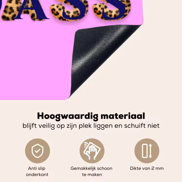 Felroze - Badass - Panterprint - Schaduw Inductie beschemer met haakjes klein -ky-onderkant-nl