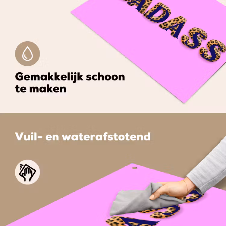 Felroze - Badass - Panterprint - Schaduw Inductie beschemer met haakjes klein -ky-schoon-nl