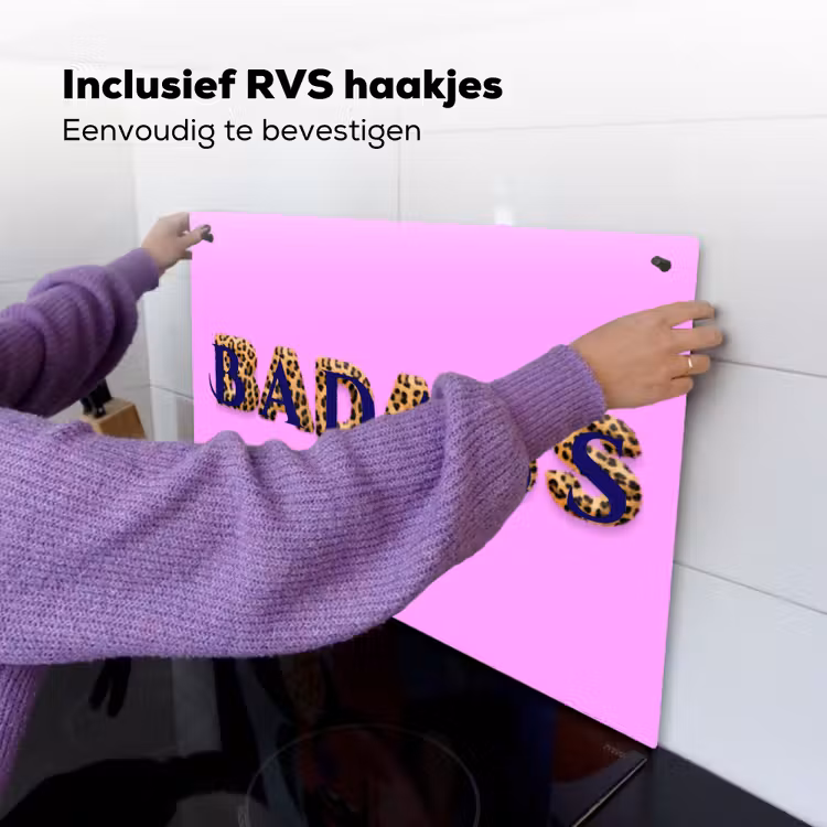 Felroze - Badass - Panterprint - Schaduw Inductie beschemer met haakjes klein -ky-ophangen-nl