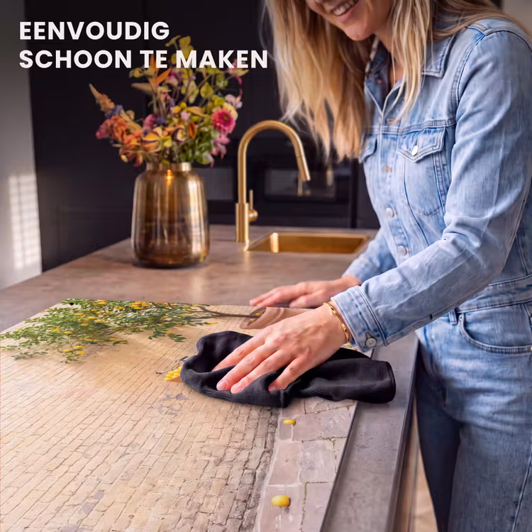 Fiets - Mand - Eten - Geel - Zomer Inductie beschemer met haakjes klein -ky-schoon-nl