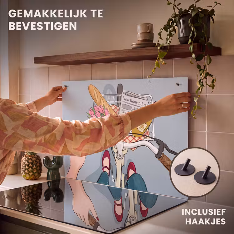 Fiets - Picknick - Zomer - Illustratie Inductie beschemer met haakjes klein -ky-ophangen-nl