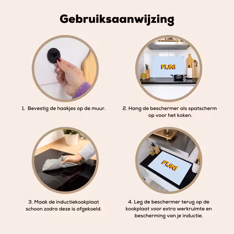 Fijn - Geel - Oranje Inductie beschemer met haakjes klein -ky-gebruik-nl