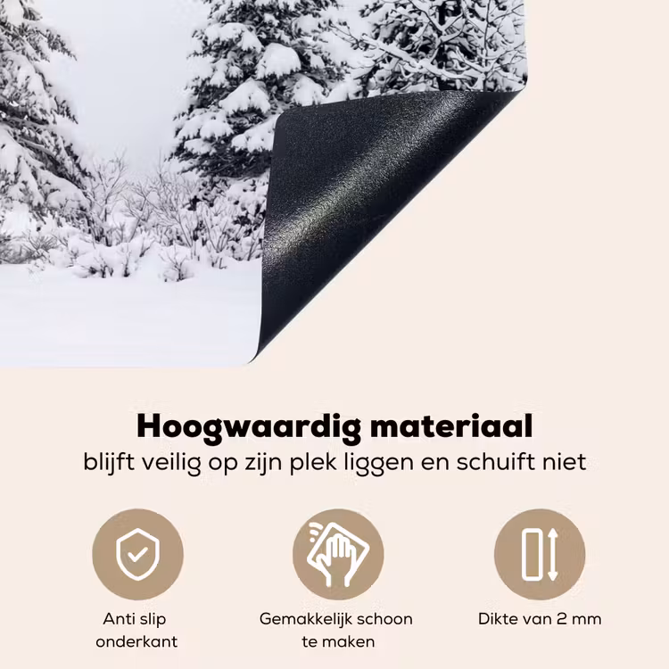 Fijnsparren - Sneeuw - Winter - Landschap - Stilte Inductie beschemer met haakjes klein -ky-onderkant-nl