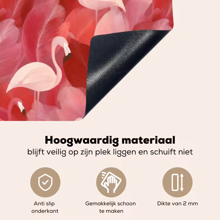 Flamingo - Botanisch - Elegant - Roze - Rood Inductie beschemer met haakjes klein 777 -ky-onderkant-nl
