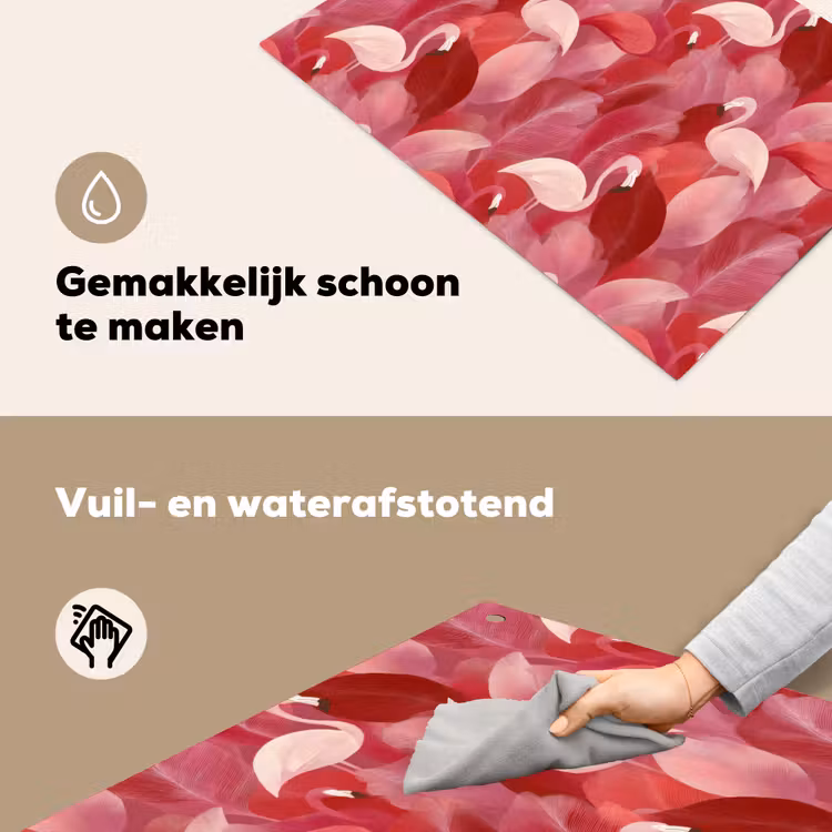 Flamingo - Botanisch - Elegant - Roze - Rood Inductie beschemer met haakjes klein 777 -ky-schoon-nl