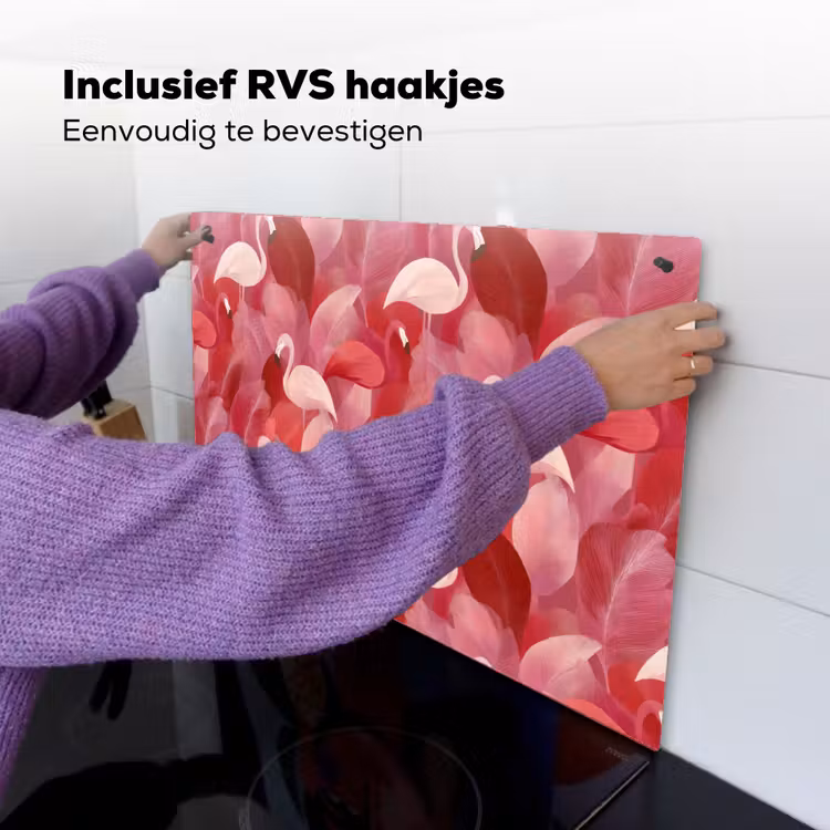 Flamingo - Botanisch - Elegant - Roze - Rood Inductie beschemer met haakjes klein 777 -ky-ophangen-nl