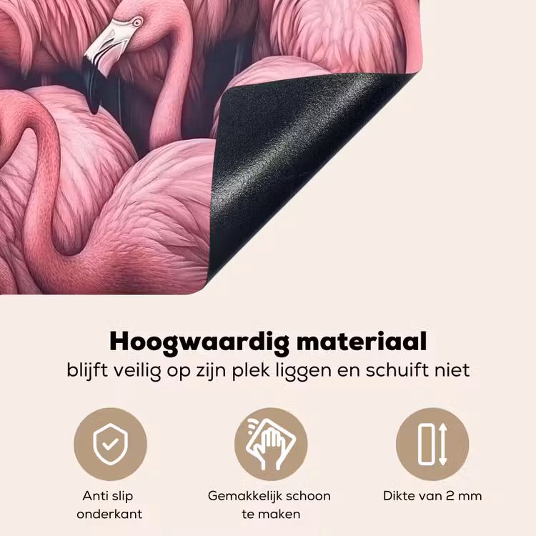 Flamingo - Roze - Dieren Inductie beschemer met haakjes klein -ky-onderkant-nl