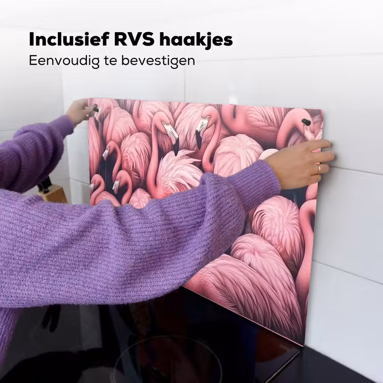 Flamingo - Roze - Dieren Inductie beschemer met haakjes klein -ky-ophangen-nl