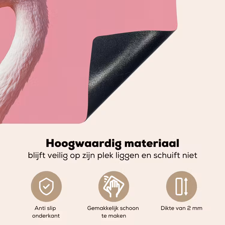 Flamingo - Roze - Koksmuts - Vogel Inductie beschemer met haakjes klein -ky-onderkant-nl